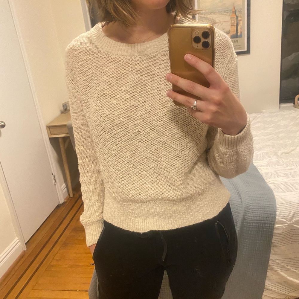 Everlane cream cotton linen blend sweater